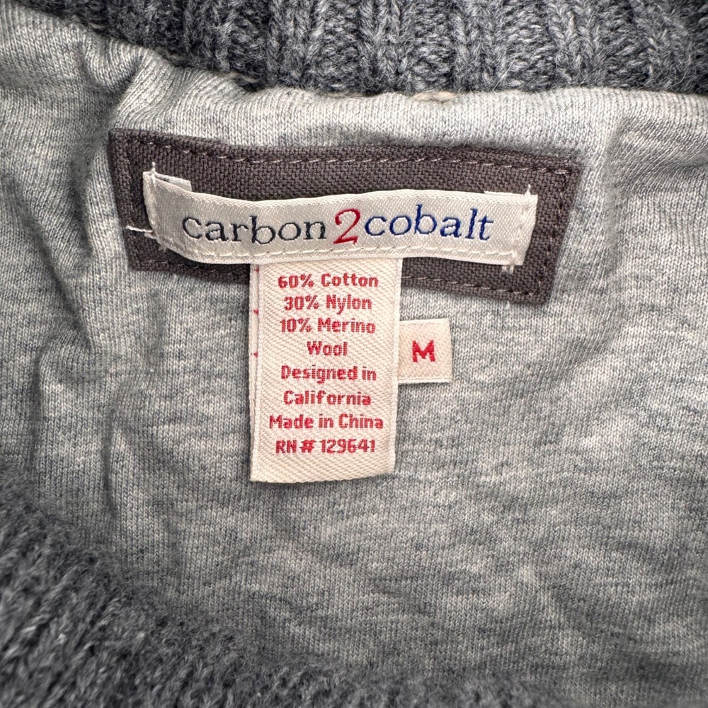 Carbon2Cobalt Cardigan Men Medium Beige Merino Wool Blend Cable Knit Snap Button - Picture 4 of 7